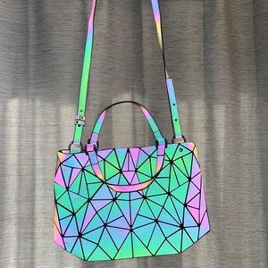 Geometric holographic reflective Crossbody purse and wallet